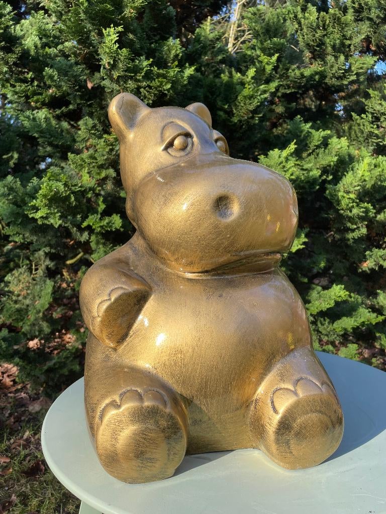 Image hippopotame, hippo, lune, jardin, piscine, étang 50cm, Enlèvement, Neuf, Synthétique, Animal