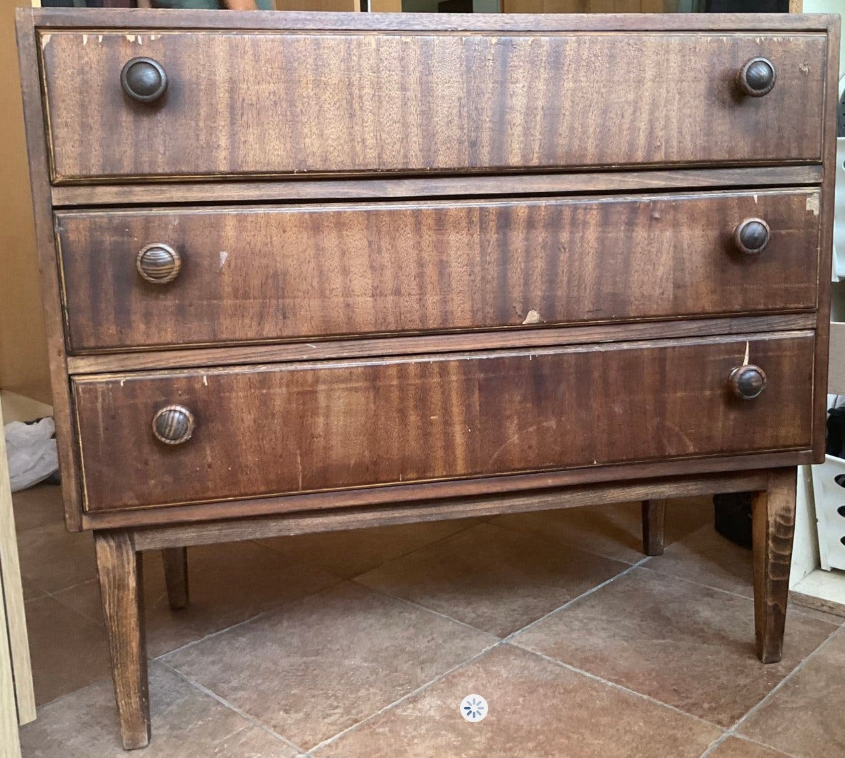 Armoire vintage en bois, 3 ou 4 tiroirs, Enlèvement, Utilisé