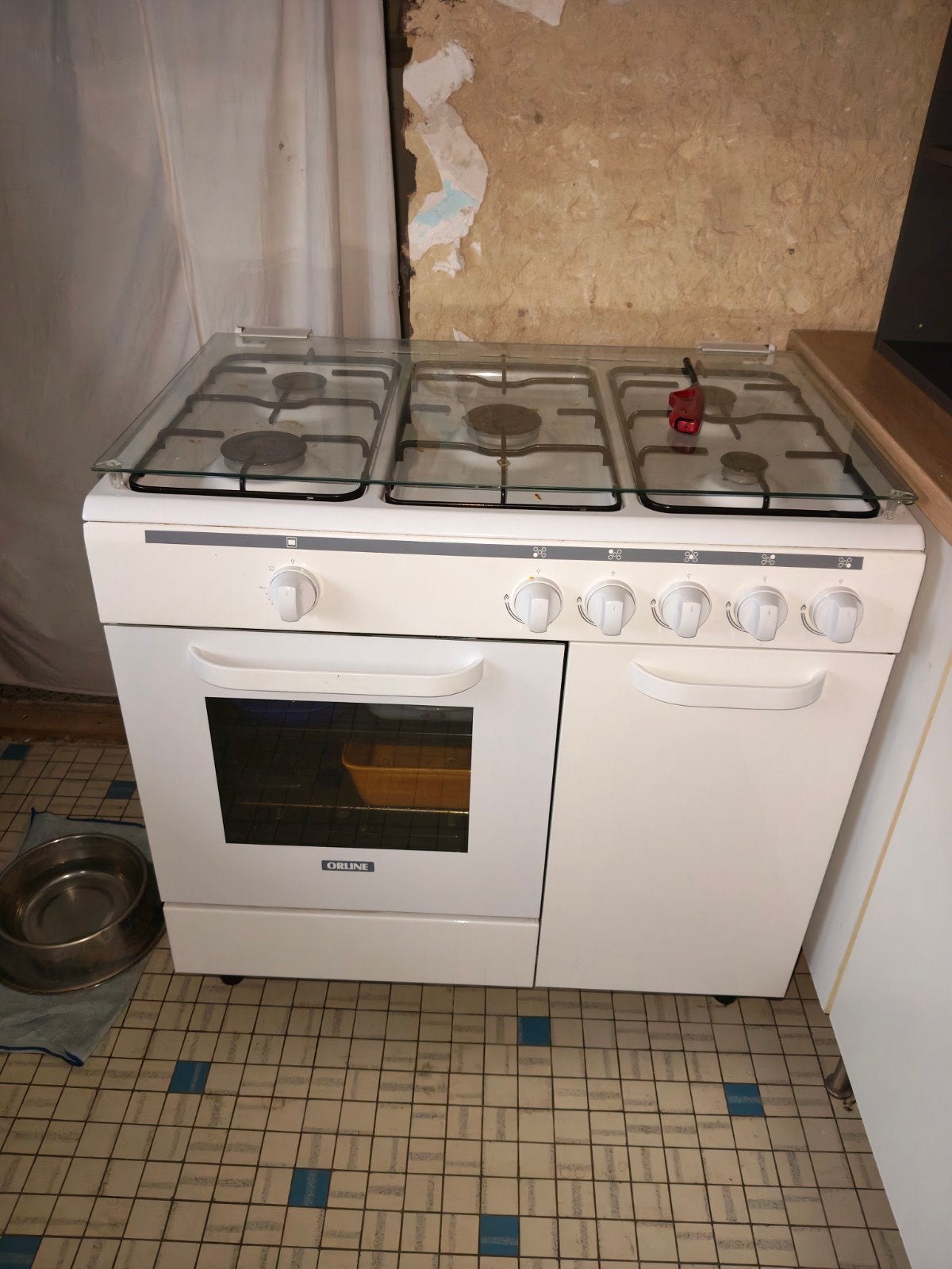 Gasfornuis met 5 uitloop, Ophalen, Gebruikt, Gas, 90 tot 95 cm