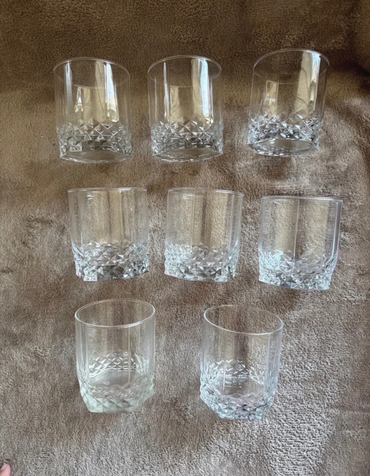 Set van 8 lage glazen met kristallook, Ophalen, Zo goed als nieuw