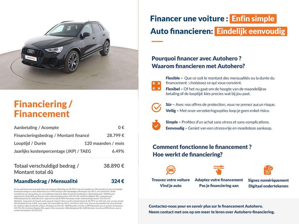 Audi Q3 45 TFSIe S line (année de construction 2022), 1395 cm³, Achat, Euro 6, Détection des panneaux routiers