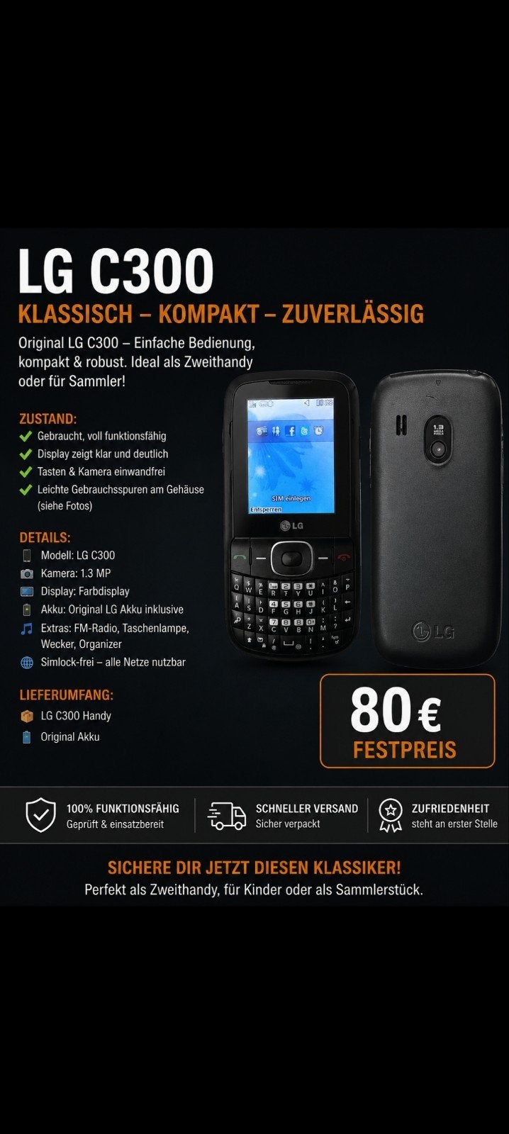 LG C100, Télécoms, Enlèvement ou Envoi