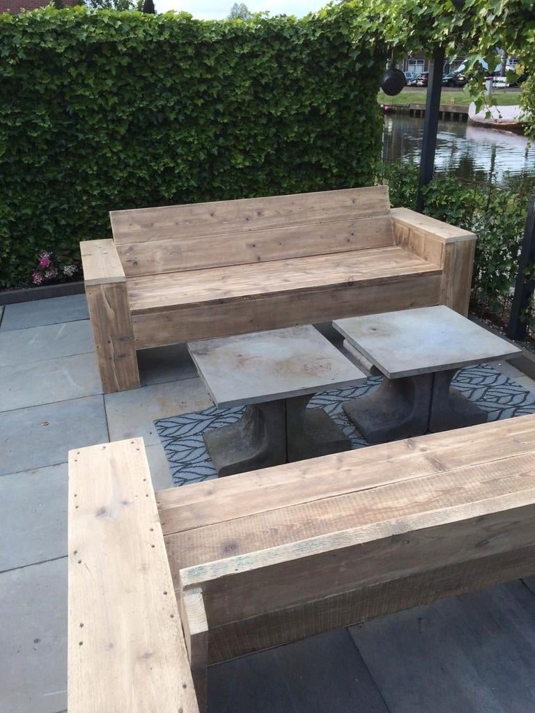 Steigerhout loungbanken gratis thuisbezorgd, Tuin en Terras, Ophalen of Verzenden