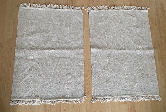 Tapis/carpette en coton écru, Enlèvement ou Envoi, 50 à 100 cm, Contemporain, Utilisé