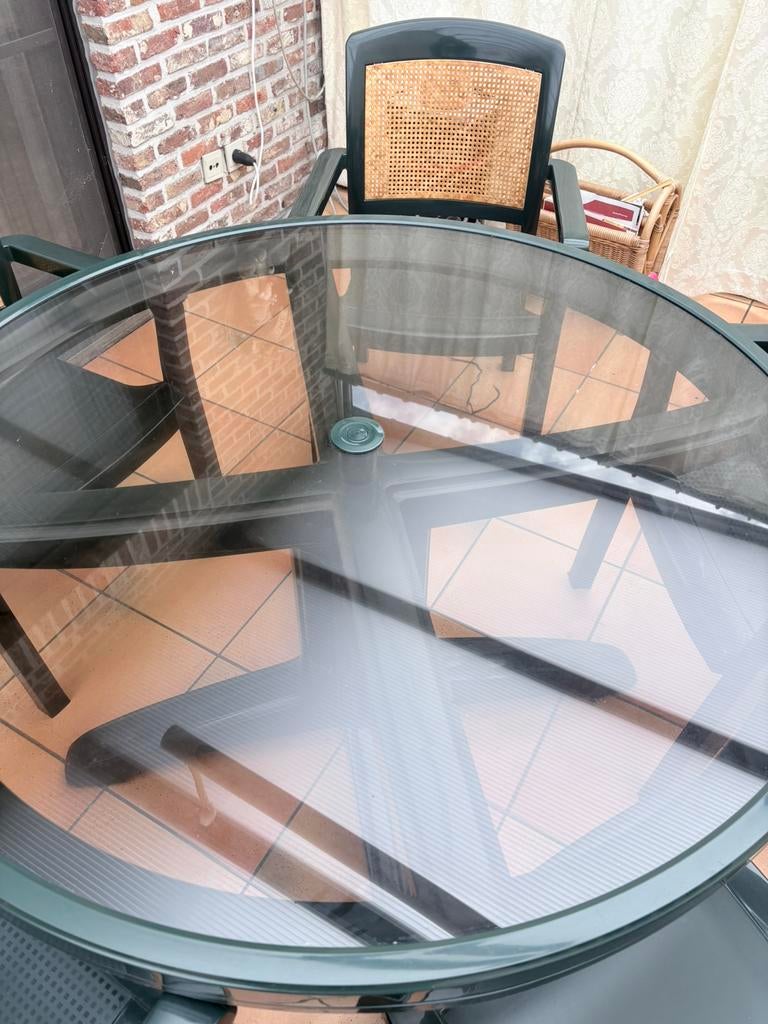Tuinset met 4 stoelen en tafel met harde plastic, Tuin en Terras, Tuinsets en Loungesets, Ophalen, Tuinset