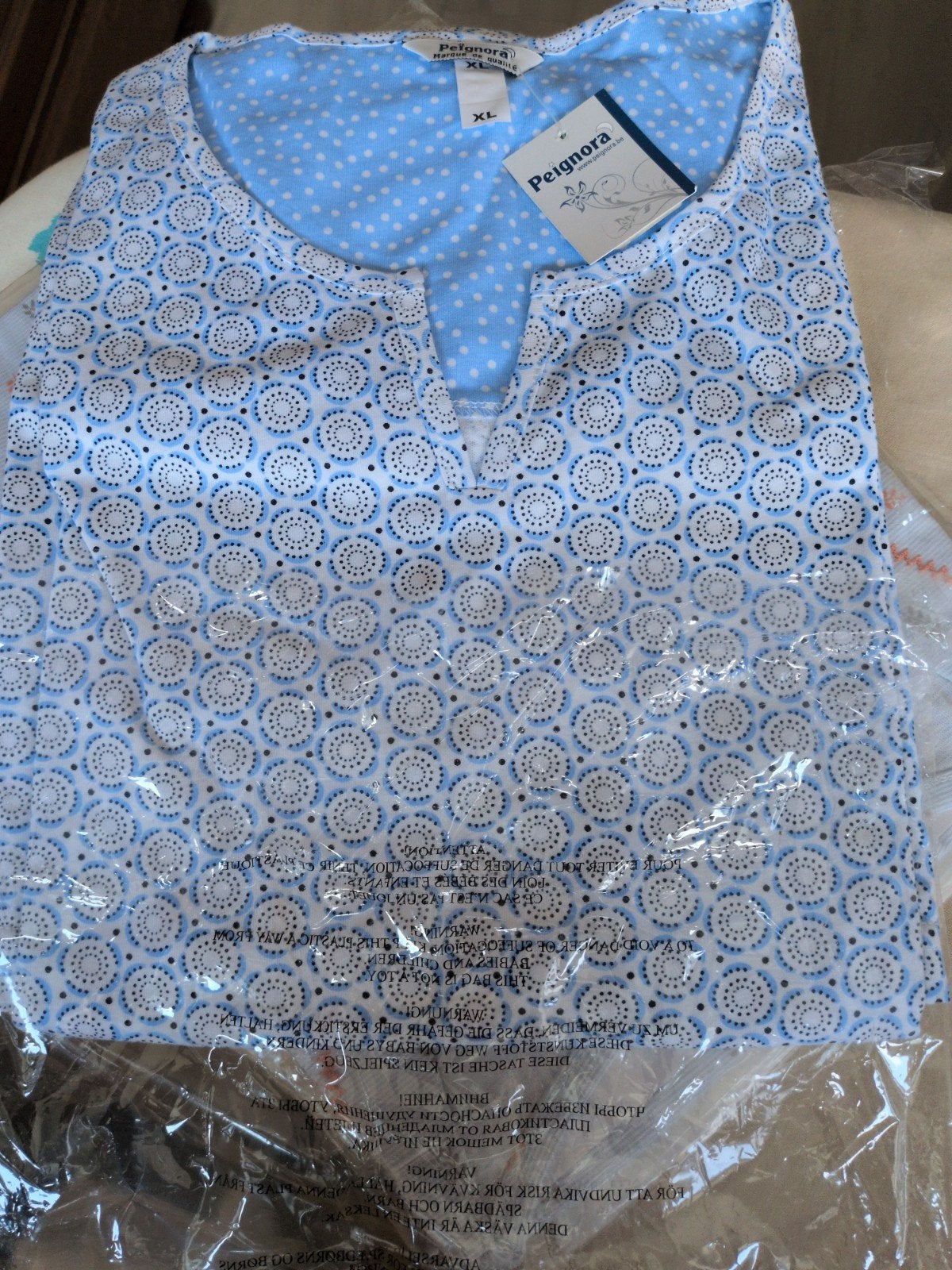 Nachtkleed Peignora XL, korte mouw, nieuw, lichtblauw, Kleding | Dames, Pyjama's, Ophalen