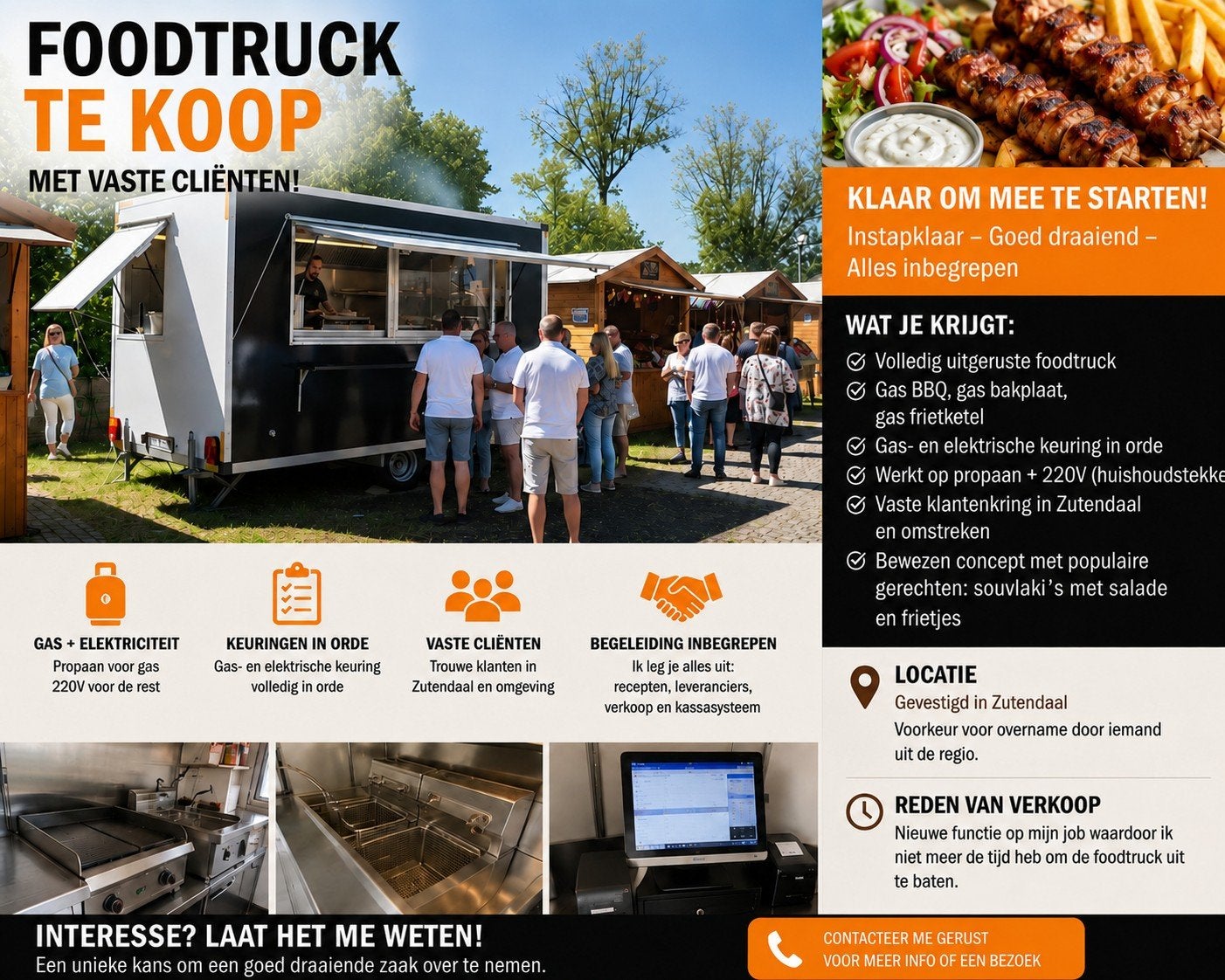 Goed draaide foodtruck te koop incl concept, Zakelijke goederen, Stock en Retail | Verkoopwagens, Ophalen