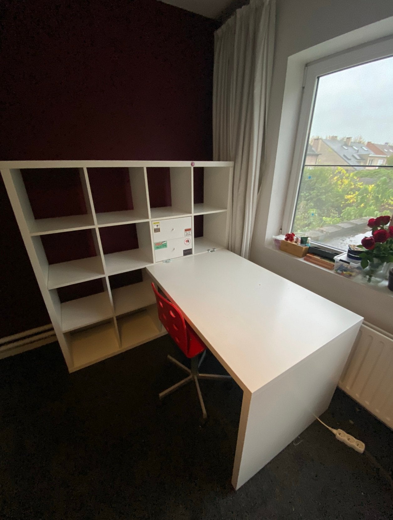 Bureau wit met witte kast, Ophalen, Gebruikt, Hout, IKEA