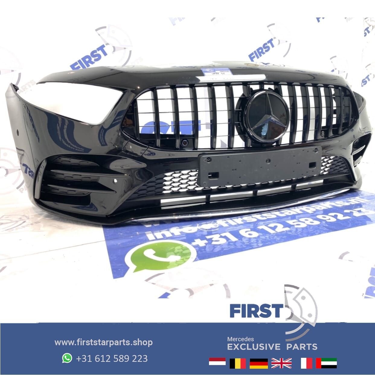 W177 Mercedes A KLASSE 35 AMG VOORBUMPER ZWART 2018-2022 ori, Gebruikt, -, Voor, Ophalen of Verzenden