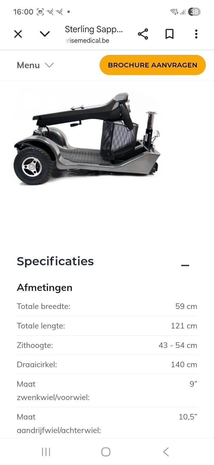 demonteerbaar scootmobiel Sterling sapphire, Diversen, Ophalen, Sterling