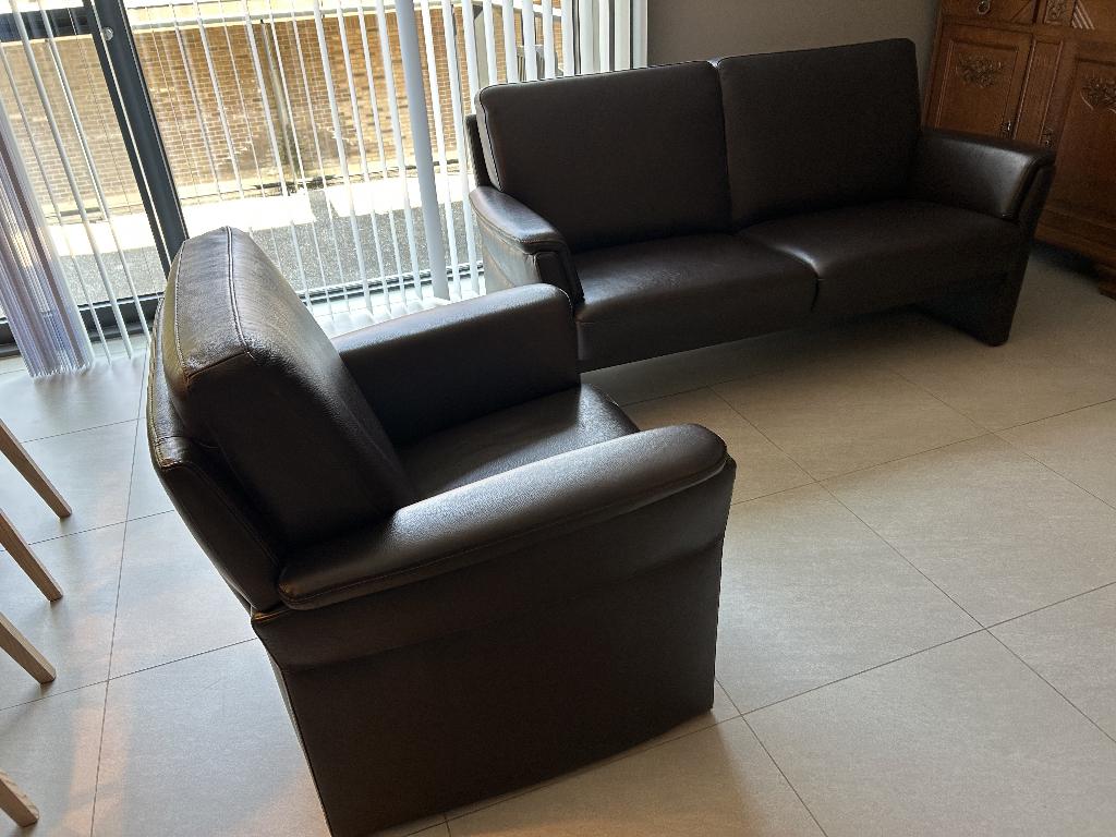 canapé en cuir 1 x 2 places + 1 place, Maison & Meubles, Canapés | Salons, Enlèvement, Comme neuf, Bois