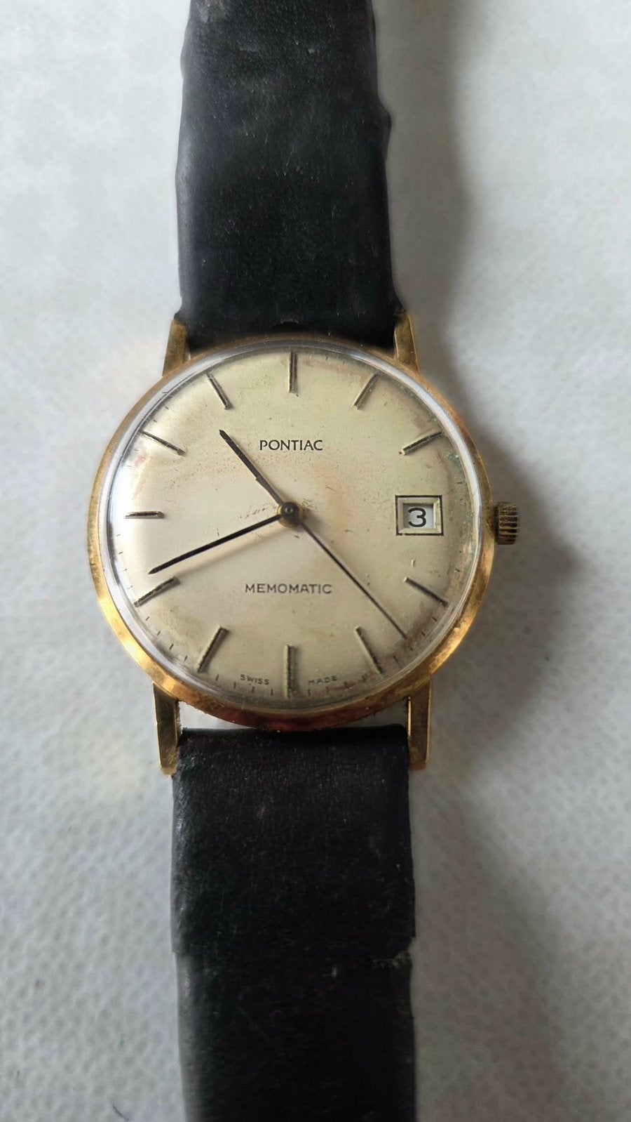 Vintage Pontiac Memomatic horloge, Ophalen of Verzenden, Gebruikt, Polshorloge