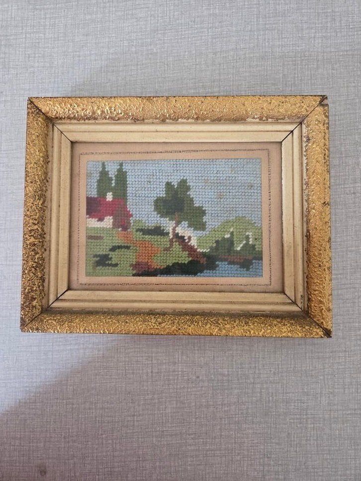 Oude kader met handwerk., Antiek en Kunst, Ophalen of Verzenden