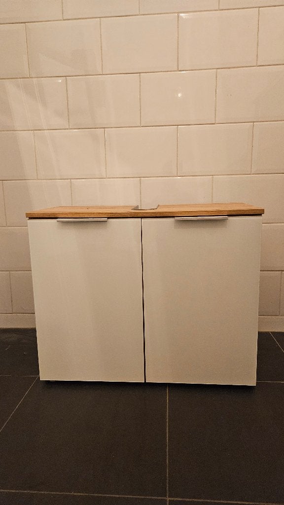 Meuble de salle de bain en chêne/blanc, Neuf, 25 à 50 cm, Moins de 100 cm, Meuble lavabo