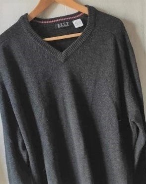 BEST: nieuw antraciet grijs wollen pullover V-hals trui , M, Kleding | Heren, Truien en Vesten, Nieuw, Maat 48/50 (M), Grijs, Ophalen of Verzenden