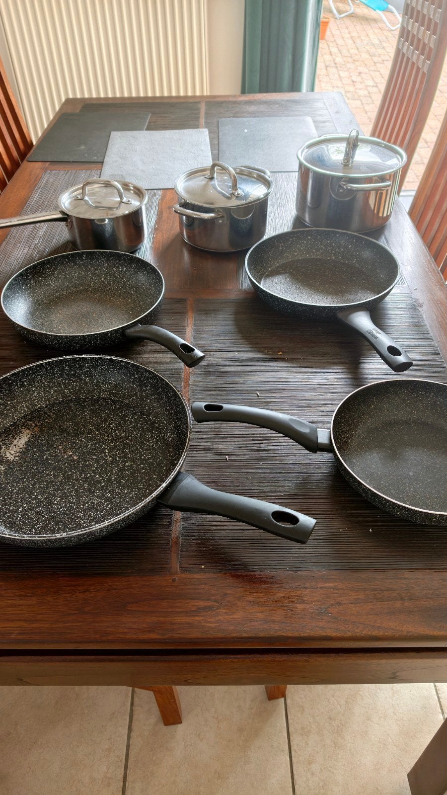 Lot de casseroles et poêles, Maison & Meubles, Revêtement antiadhésif, Enlèvement, Utilisé, Ensemble de casseroles