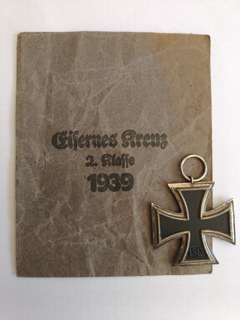 ijzeren kruis 2e klasse 1939 met papieren envelop, Ophalen of Verzenden, Overige soorten, Lintje, Medaille of Wings