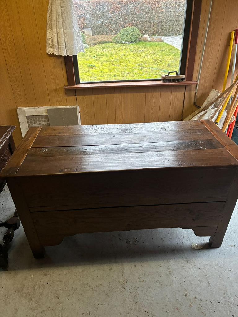 Rustieke houten opbergkist / dekenkist – massief hout, Ophalen, Gebruikt