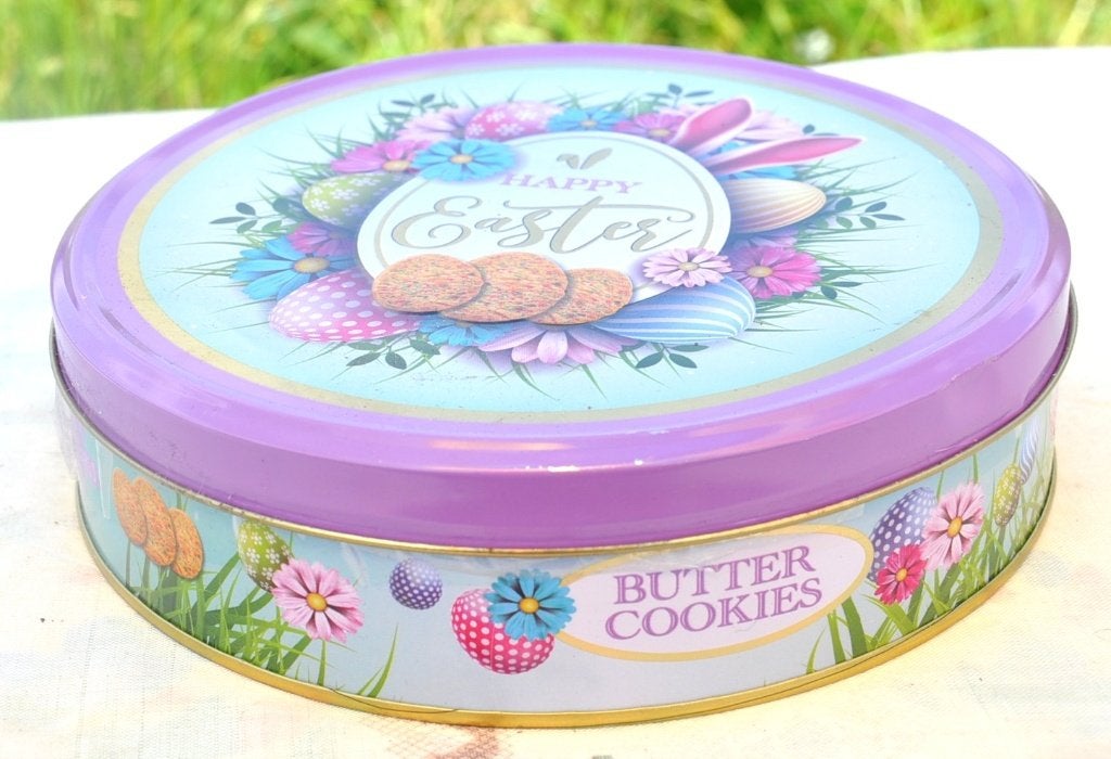 boite ronde en fer happy easter, Enlèvement ou Envoi, Utilisé, Biscuits, Autres marques