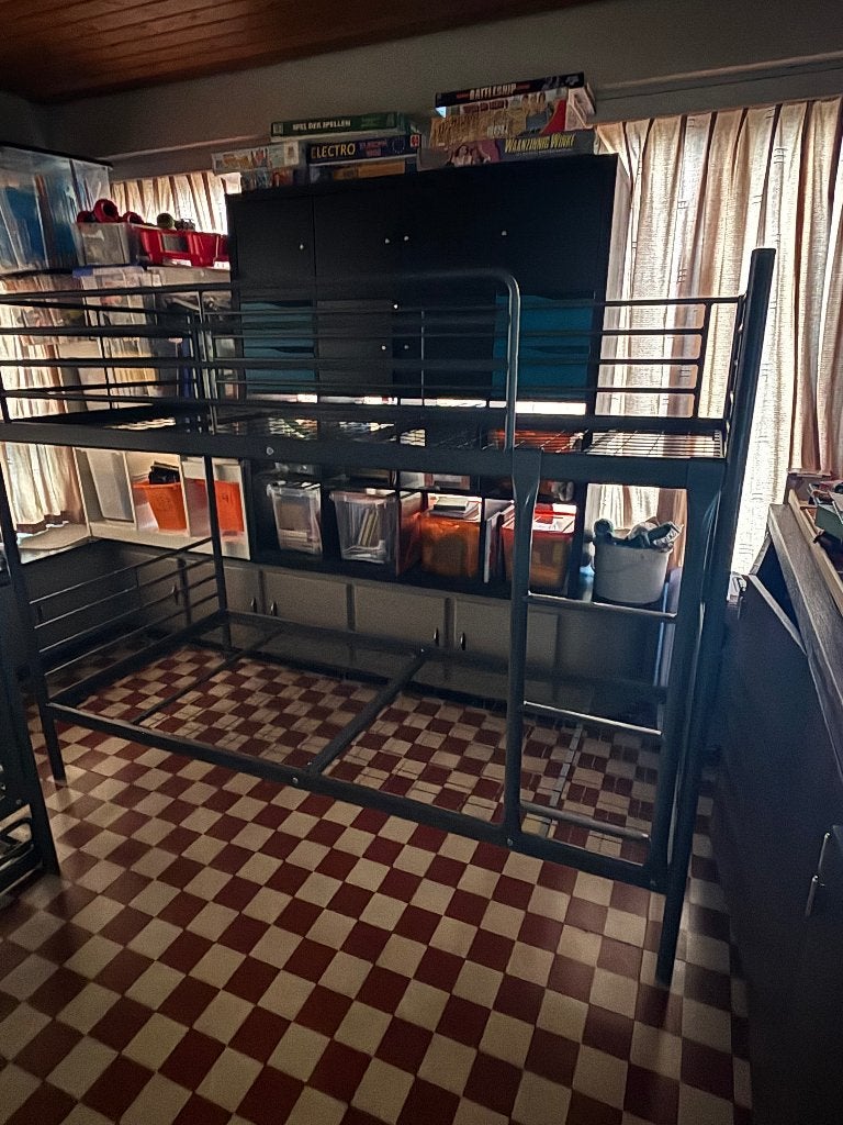 Metaal stapelbed ikea grijs, Ophalen, Gebruikt, Stapelbed
