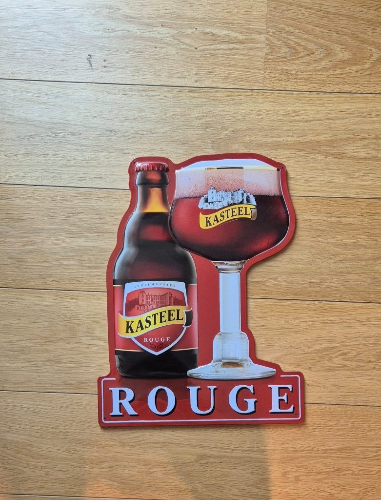 Plaque métal relief Kasteel Rouge 47x36 cm - Superbe état, Enlèvement, Neuf