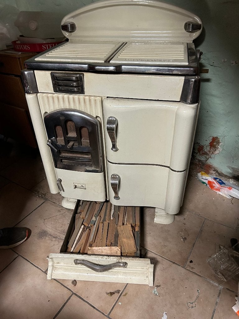Poêle en fonte vintage bois et charbon, Enlèvement, Utilisé, Bois, Autoportant