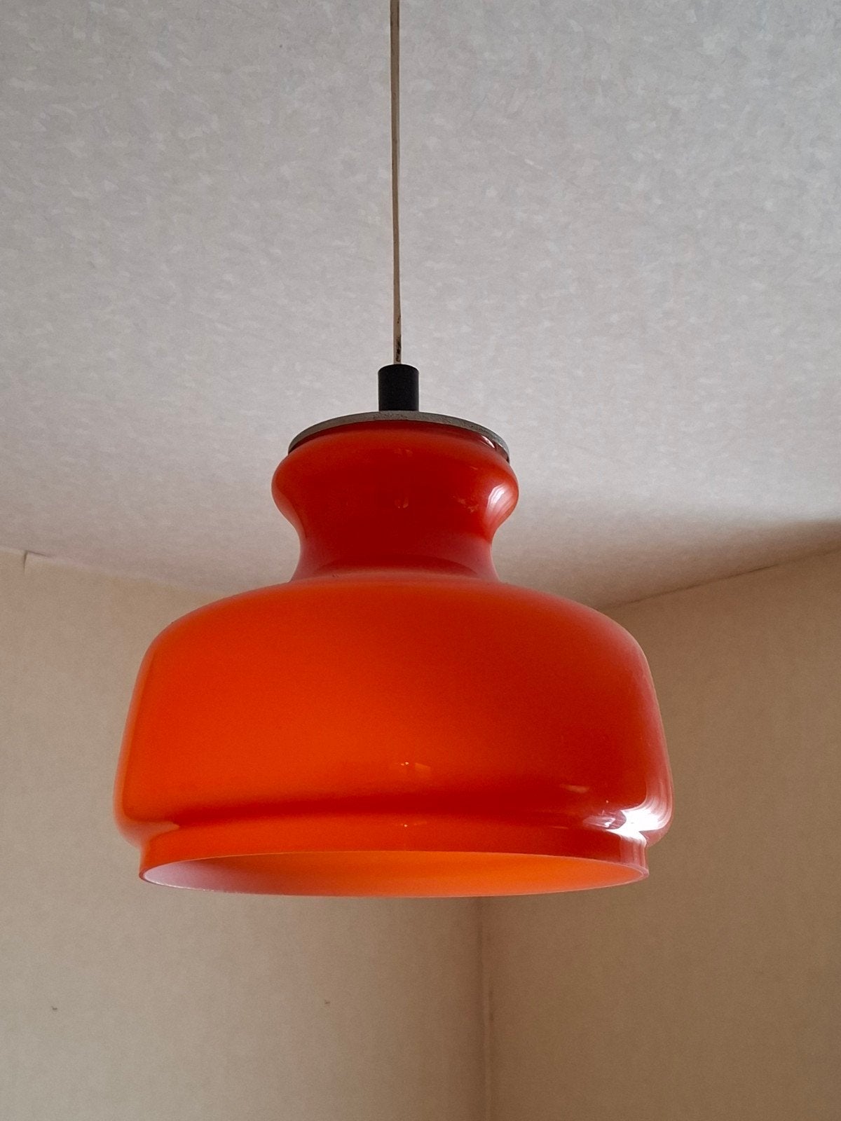 Suspension vintage en verre opalin orange – Années 70, Inconnu, Inconnu, Verre, Enlèvement