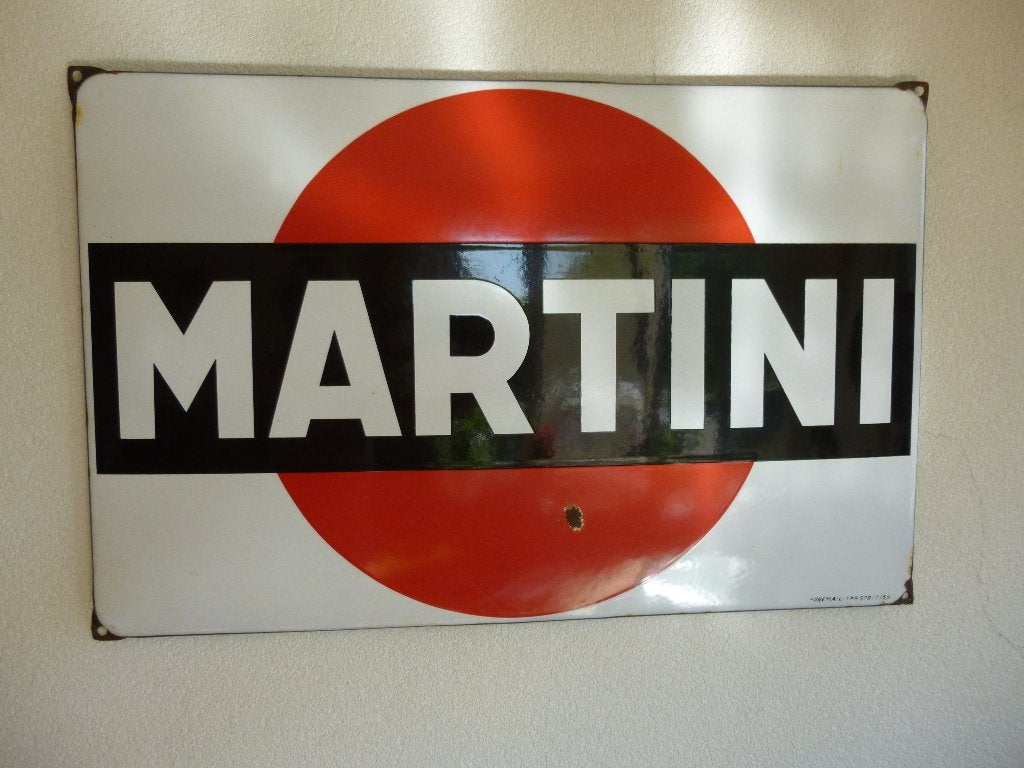 EMAILLE RECLAMEBORD"MARTINI"UIT 1955, Ophalen of Verzenden, Gebruikt, Reclamebord