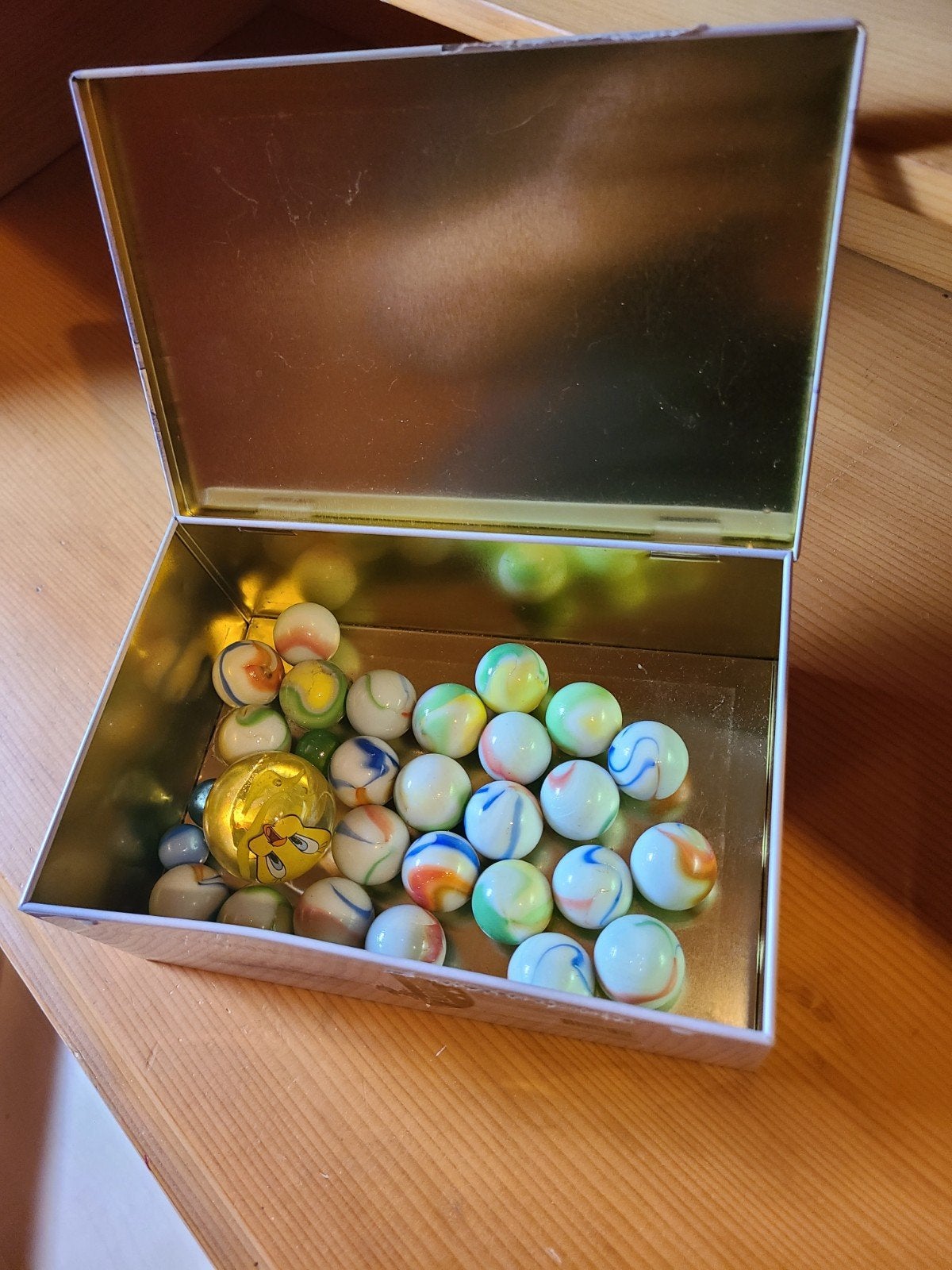 Assortiment de billes avec boîte vintage, Collections, Enlèvement, Utilisé