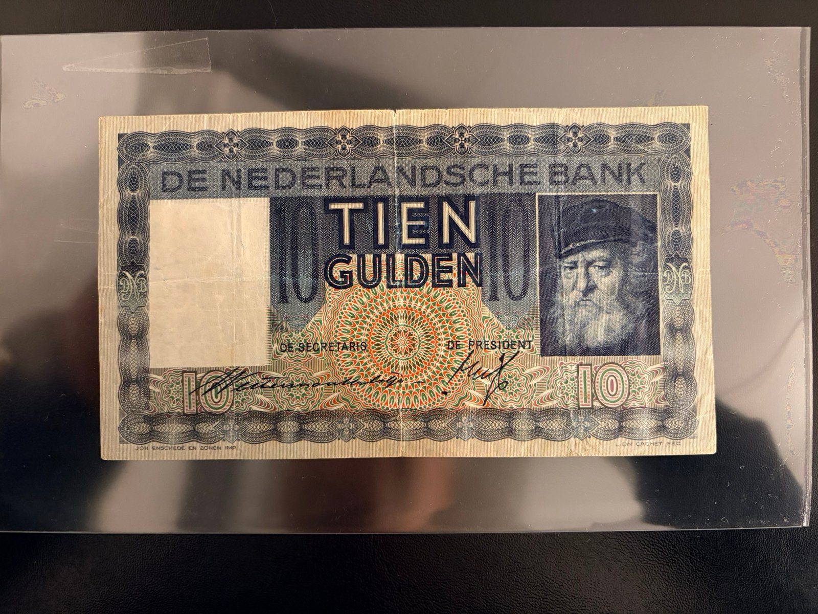 Billet de 10 Gulden Grijsaard datant de 1938, Timbres & Monnaies, Enlèvement ou Envoi, 10 florins