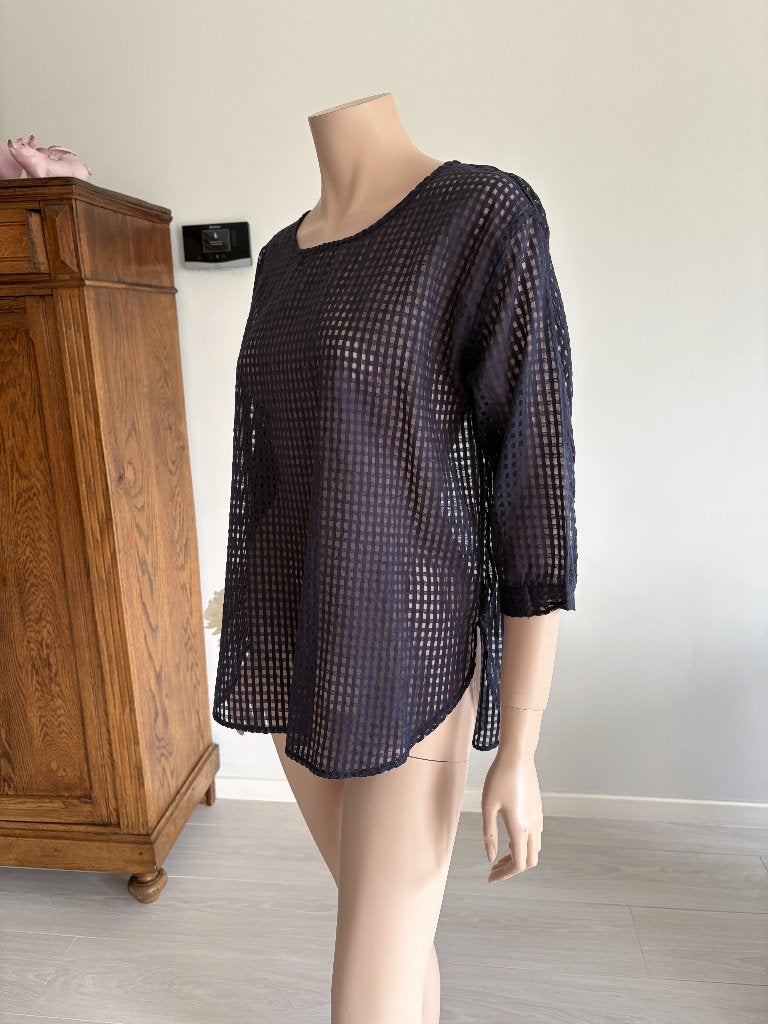 Lollys Laundry Beverly – Semi‑Sheer Geruite Blouse  – M, Maat 38/40 (M), Zo goed als nieuw, Lollys Laundry, Verzenden