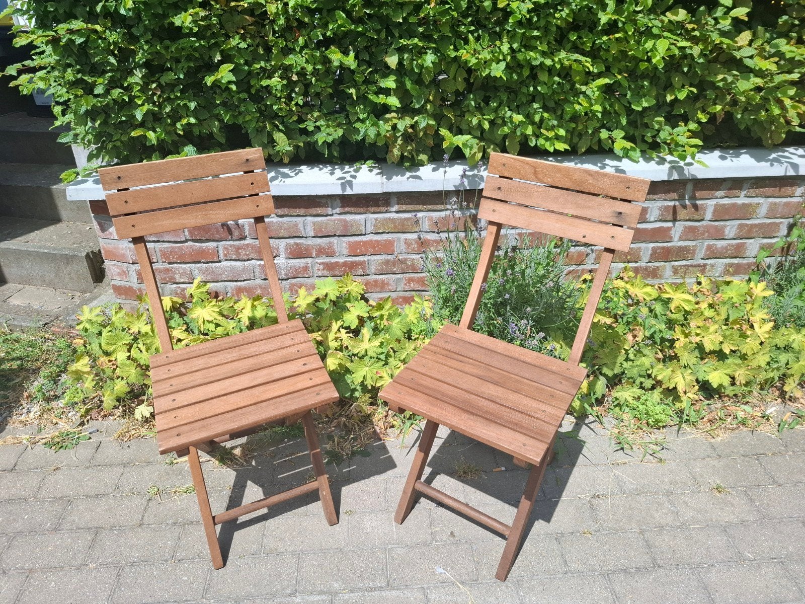 2 chaises de jardin pliantes en bois, Jardin & Terrasse, Enlèvement