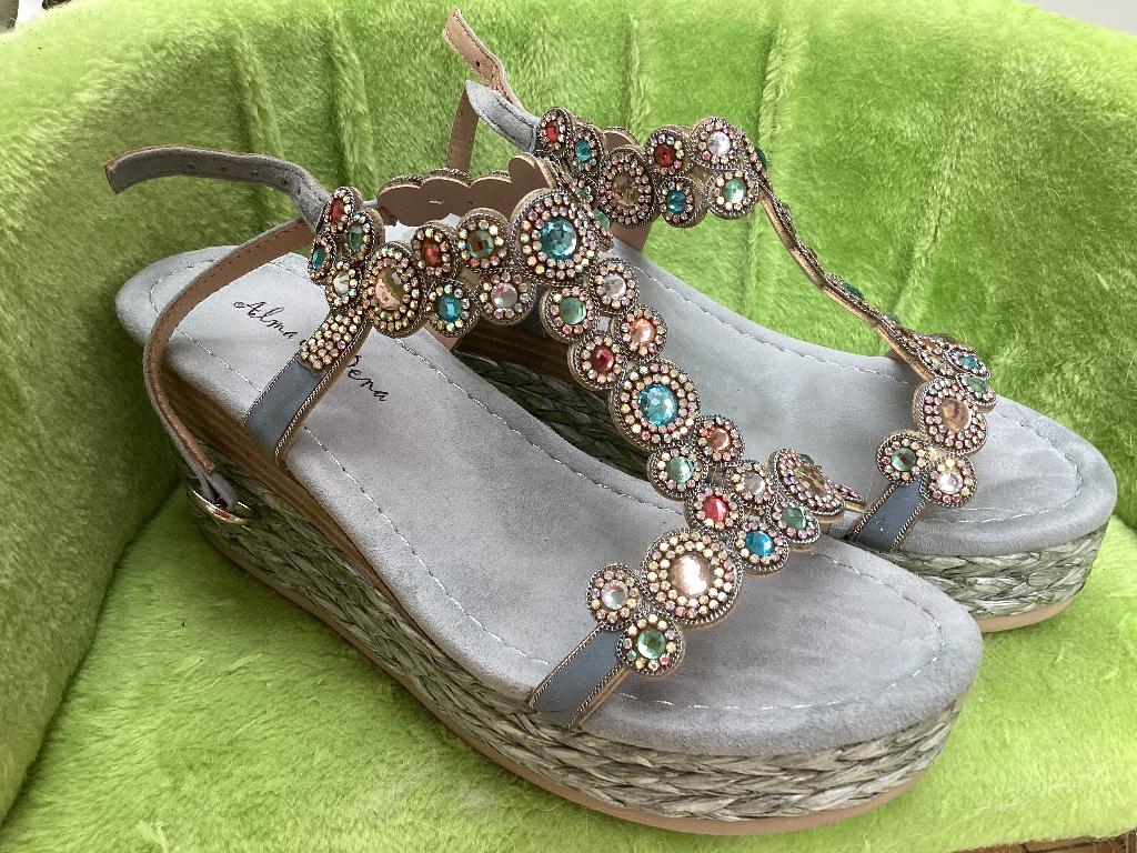 Blauwe sandalen merk Alma en Pena maat39, ANDERE, Blauw, Zo goed als nieuw, Sandalen of Muiltjes