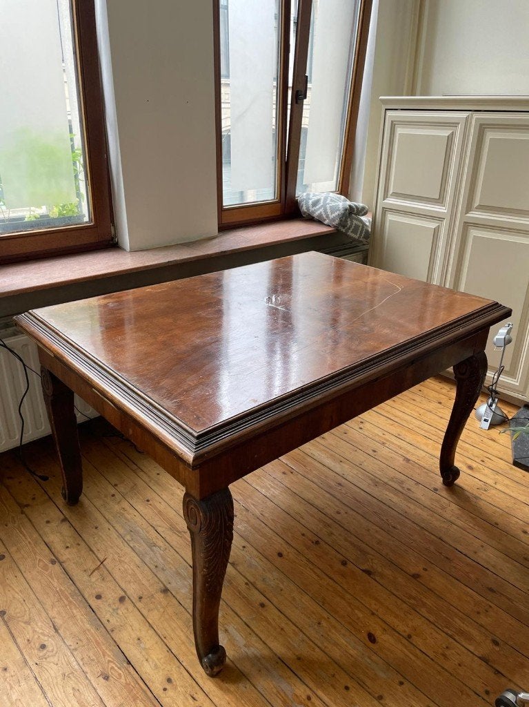Authentieke klassieke eiken tafel – uitschuifbaar, Huis en Inrichting, Tafels | Eettafels, Ophalen, Gebruikt, Rechthoekig, Eikenhout