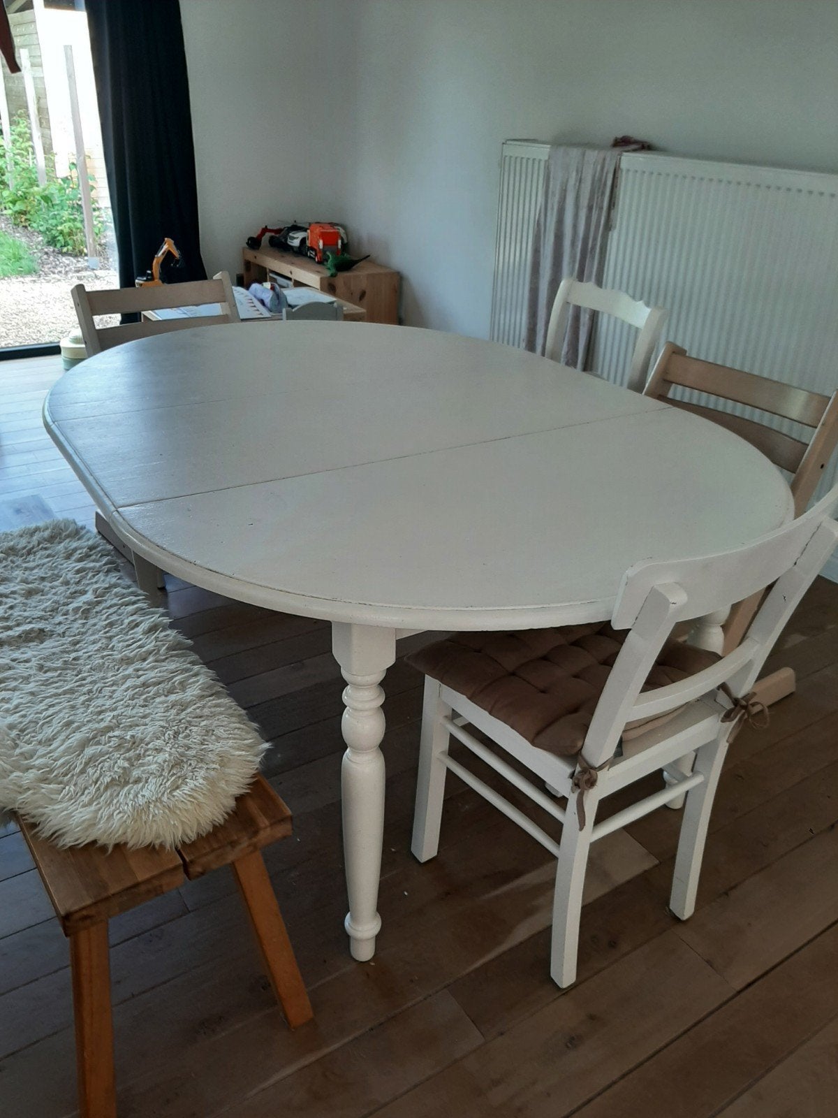 Houten tafel 6p, verkleinbaar, Huis en Inrichting, Complete eetkamers, Ophalen