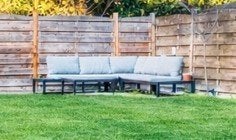 Loungeset - Toma hoeklounge - alu zwart polyest, Ophalen, 5 zitplaatsen, Gebruikt, Aluminium