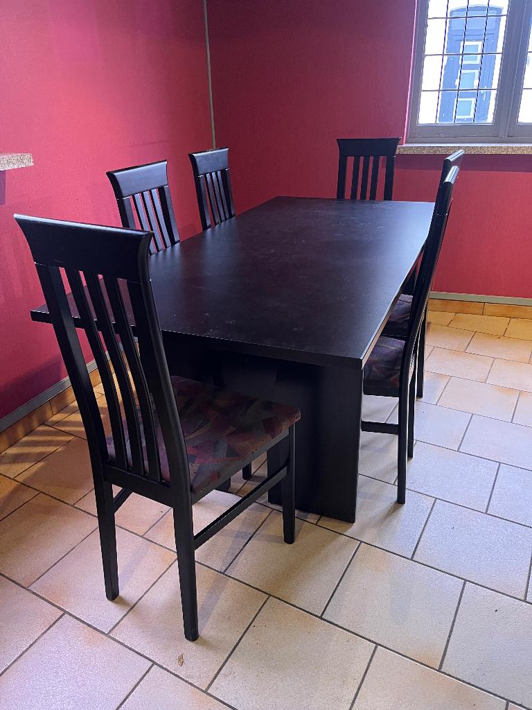 tafel met 6 stoelen, Ophalen, Gebruikt, Vijf personen of meer, Rechthoekig