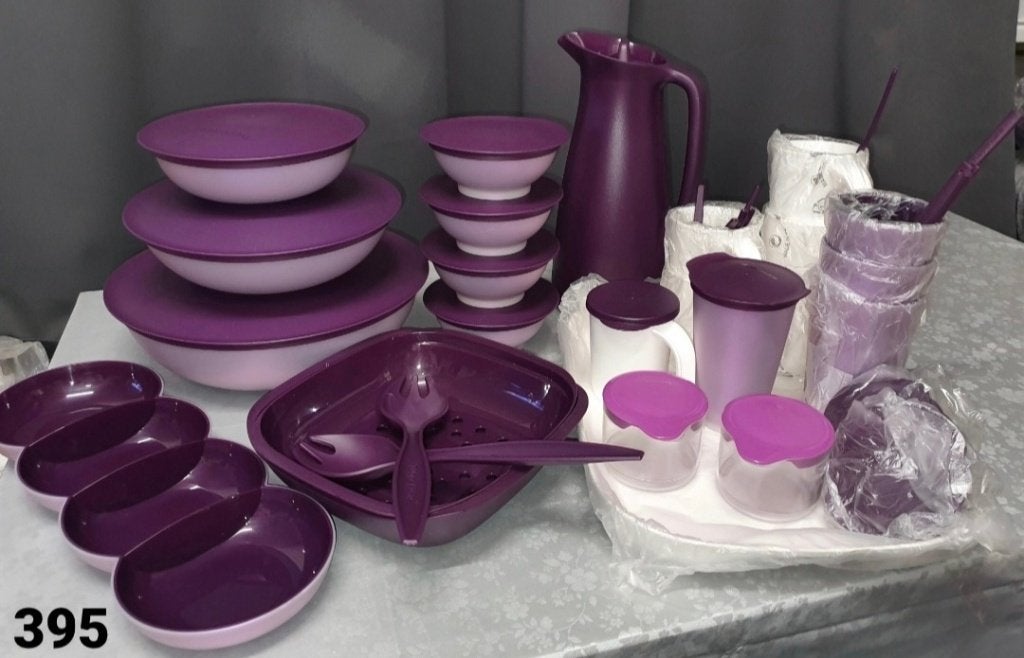 Tupperware Complete paarse 36-delige AllegraSet (met kado's), Neuf, Enlèvement ou Envoi, Compatible lave-vaisselle, Autres types