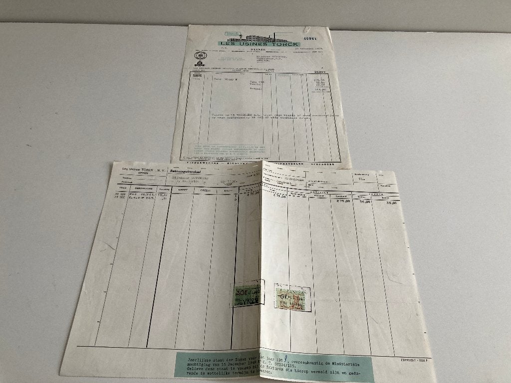 Oude factuur " les Usines TORCK " Deinze ( auto Mickey Mouse, Ophalen of Verzenden, Gebruikt, Overige typen