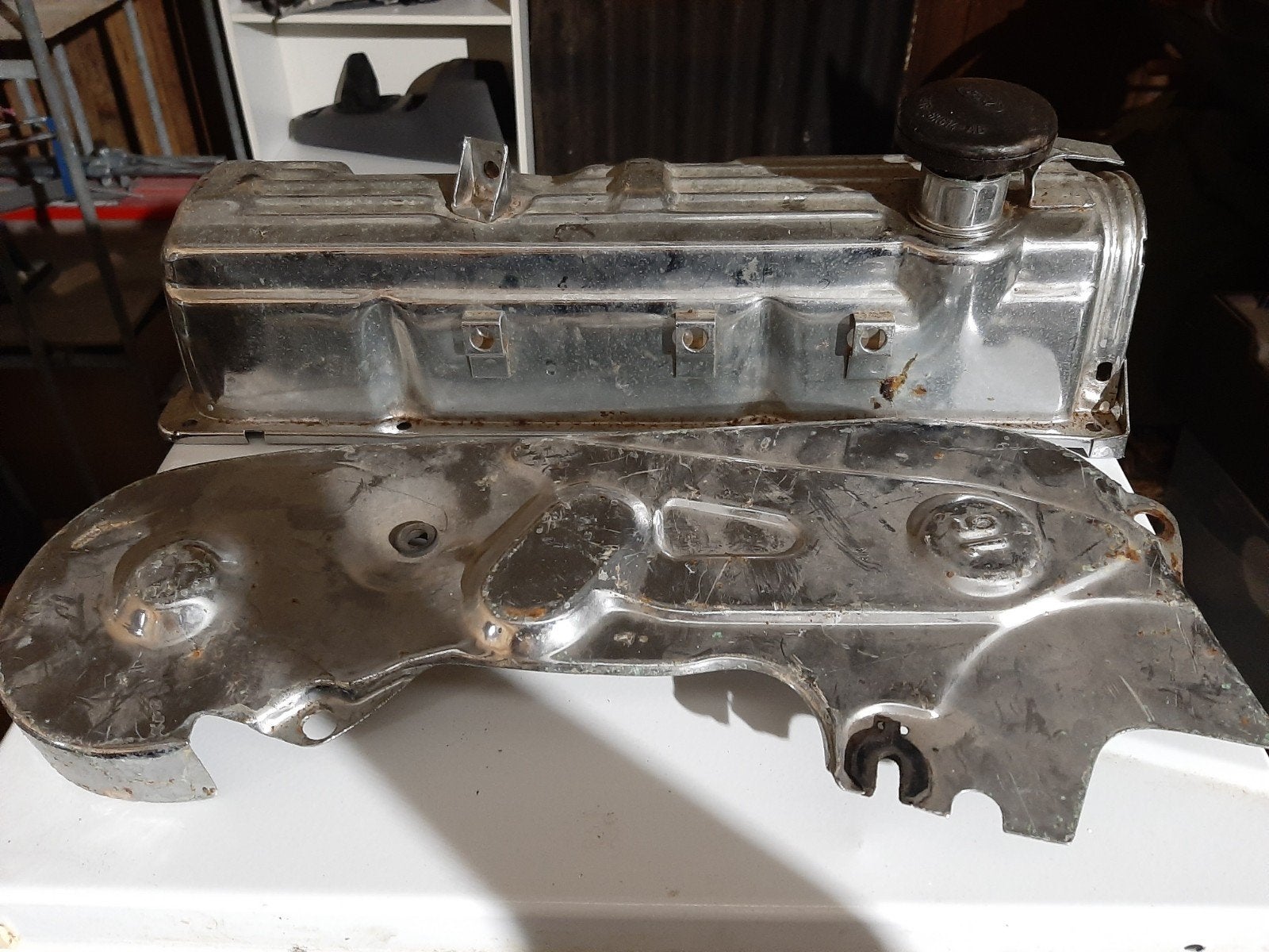 Ford Pinto motor crome deksels, Auto-onderdelen, Ophalen of Verzenden, Gebruikt, Ford