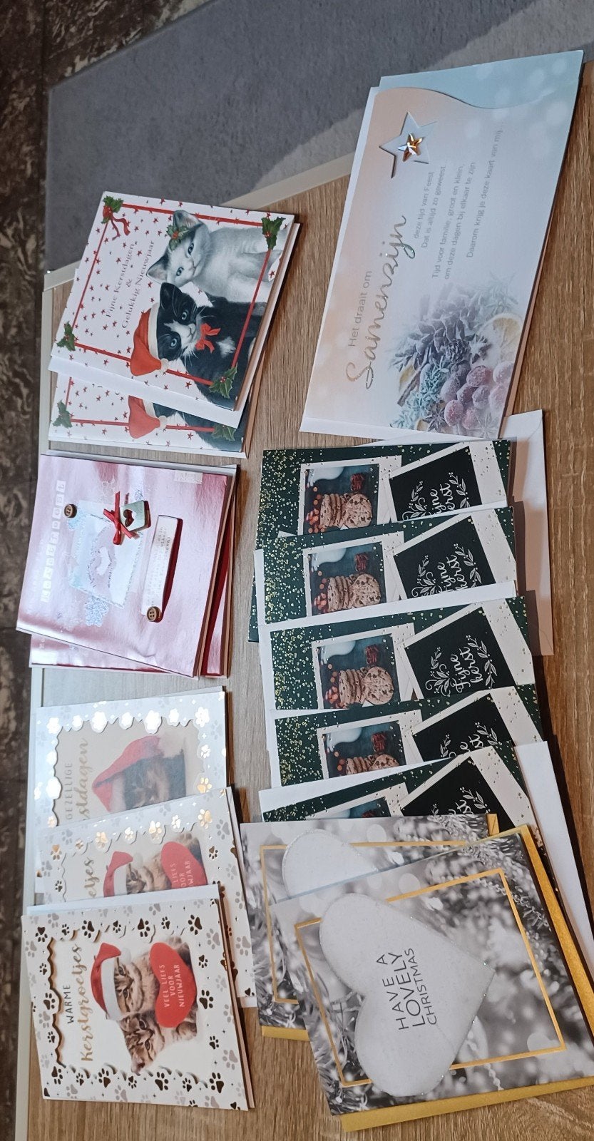 Overschotjes kerstkaarten, diverse motieven met omslag, Ophalen of Verzenden