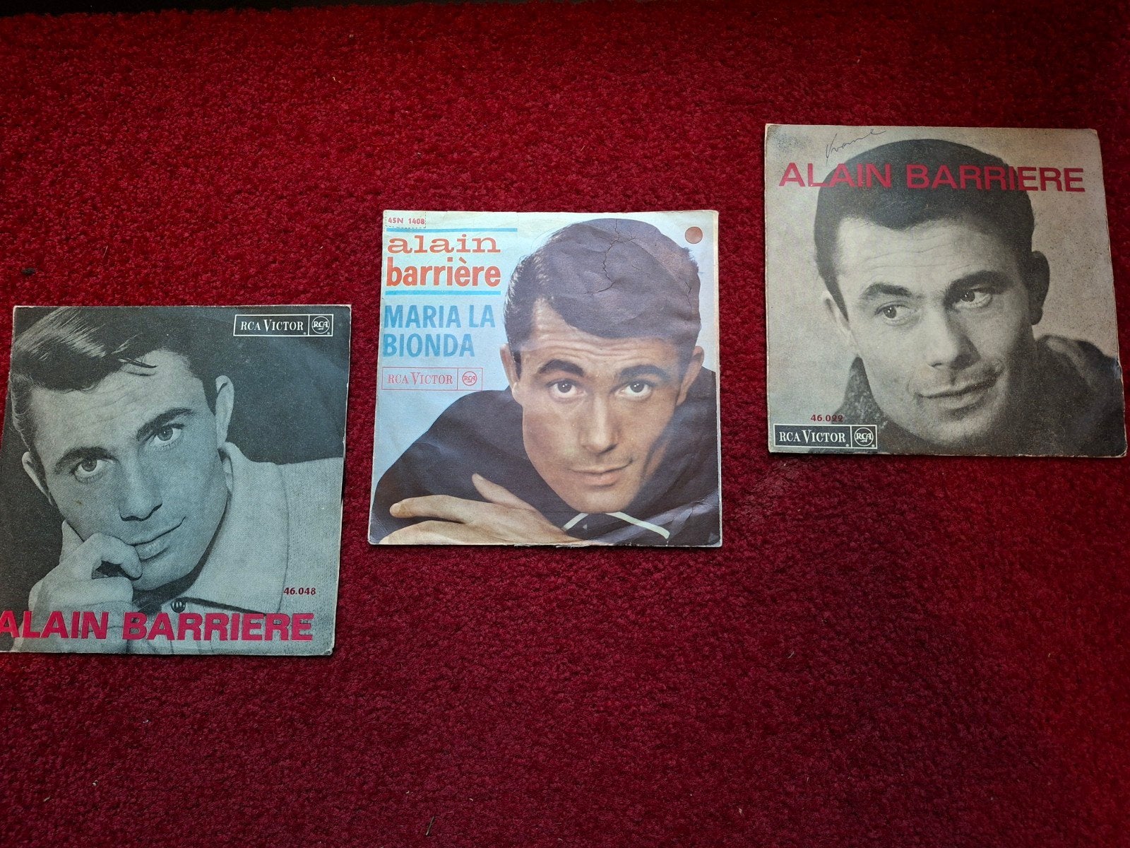 Vinyle - lot de 3 singles d'Alain Barrière. allemand/italien, Enlèvement ou Envoi, 7 inch, Autres genres, Utilisé