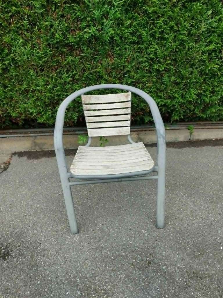4 tuinstoelen metaal en hout, Jardin & Terrasse, Enlèvement, Bois