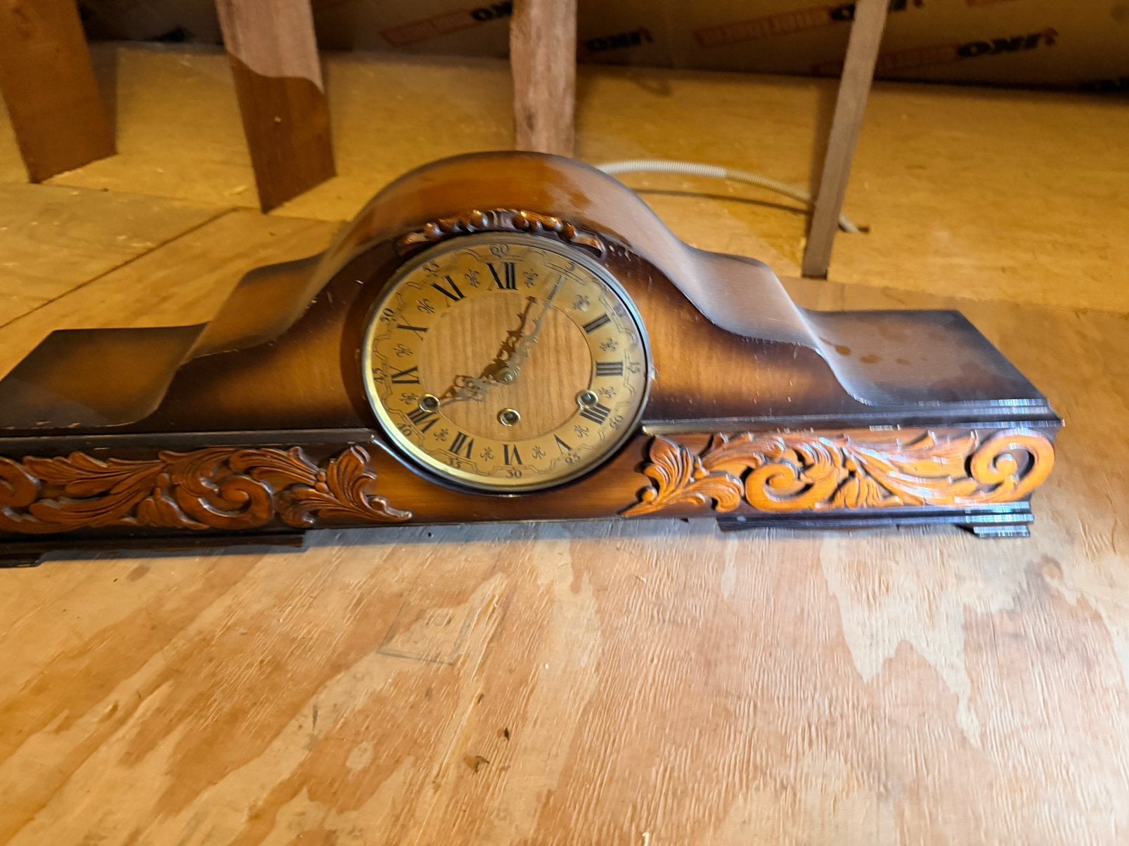 Vintage houten mantelklok, Antiek en Kunst, Ophalen