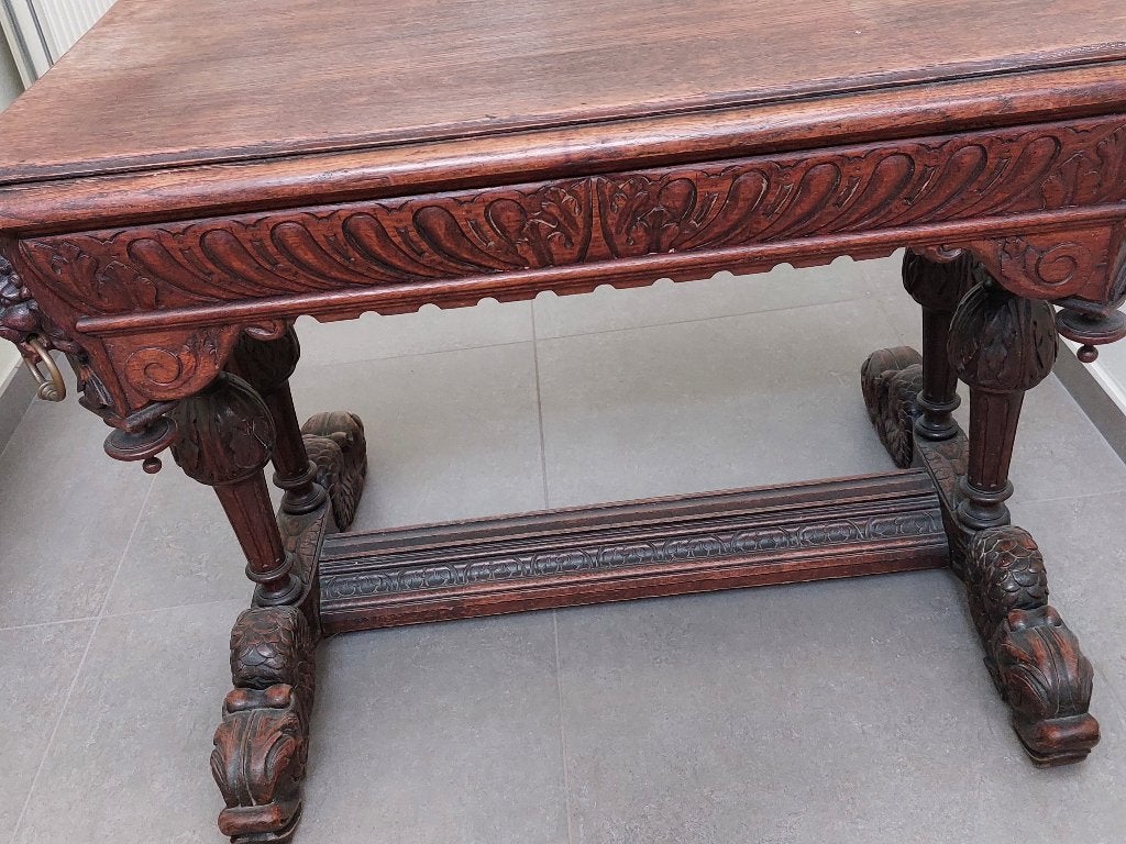 Antieken mechelse tafel met stoelen, Enlèvement