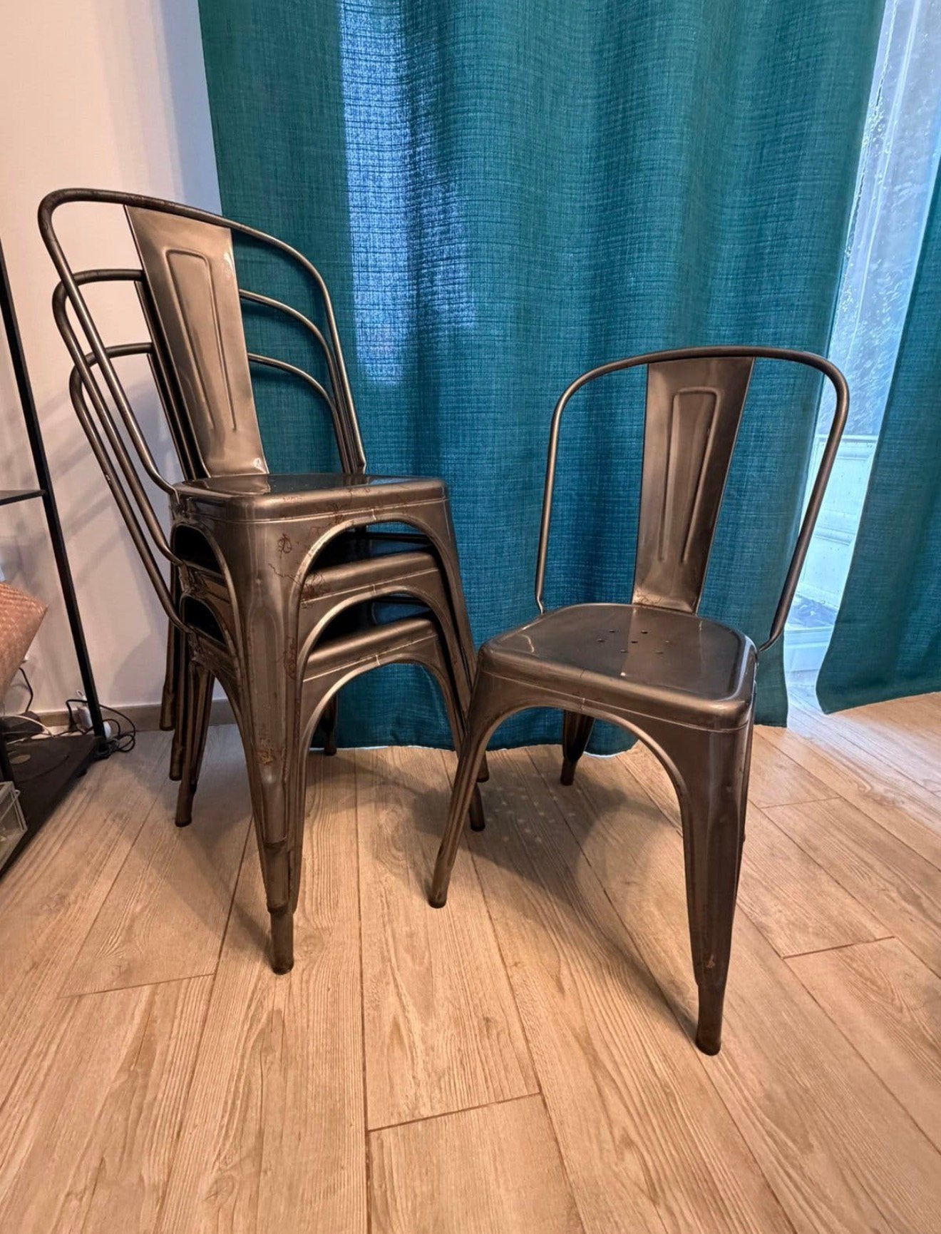 Lot de 4 chaises authentiques tolix, Gris, Enlèvement, Utilisé, Métal