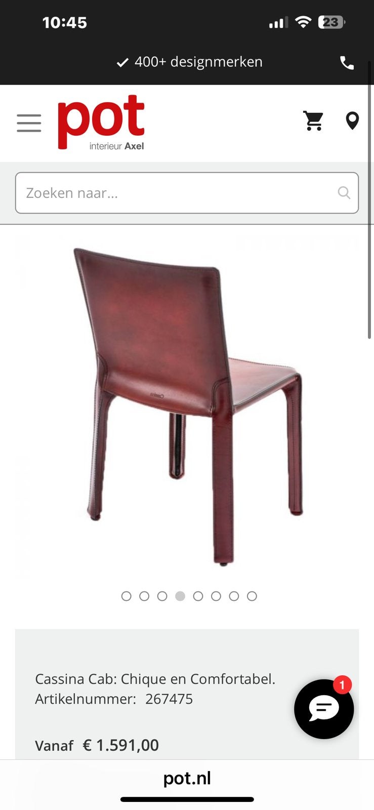 Design Eetkamerstoelen italiaans Merk ARPER, Maison & Meubles, Enlèvement, Comme neuf, Rouge, Cuir