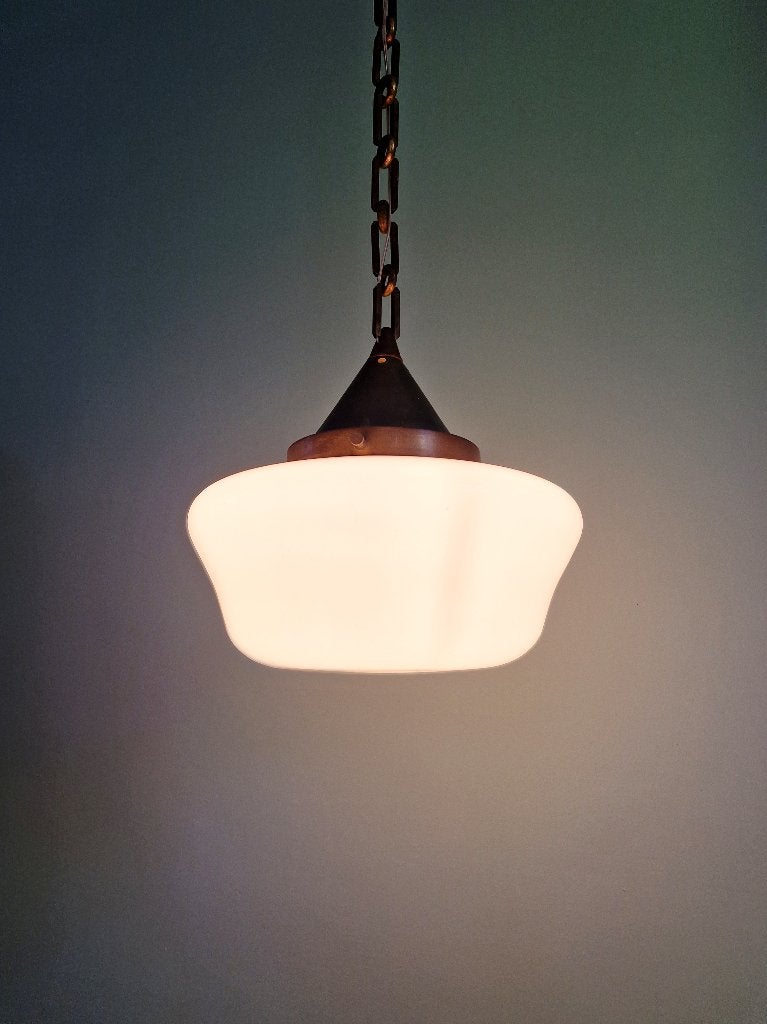 Art Deco hanglamp in witte opaline, jaren 1920-30, Antiek en Kunst, Ophalen of Verzenden