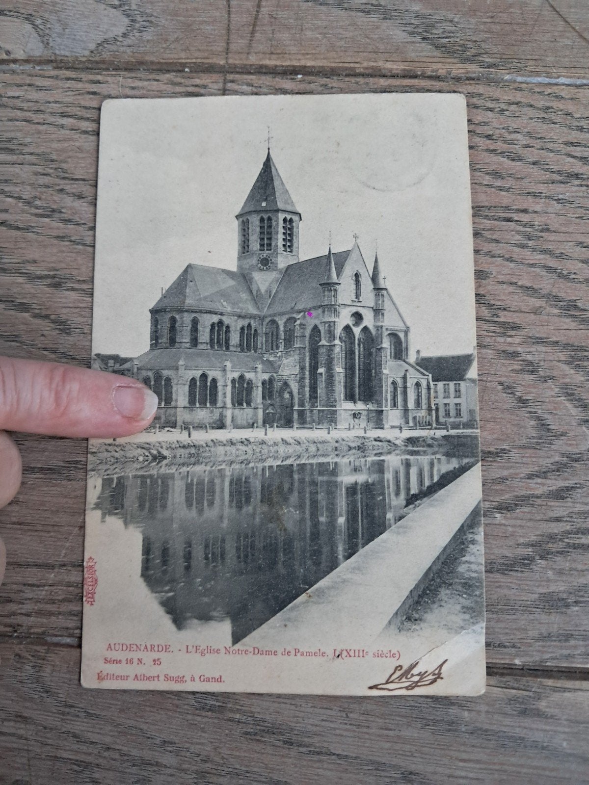 Oude beschreven pk : Oudenaarde, Pamele kerk + oude postzege, Ophalen of Verzenden, Gelopen, Oost-Vlaanderen