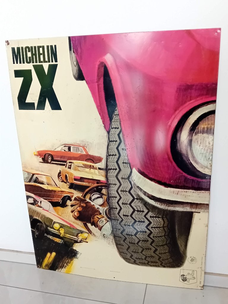 Vintage reclamebord Michelin ZX, Verzamelen, Ophalen of Verzenden, Zo goed als nieuw, Reclamebord